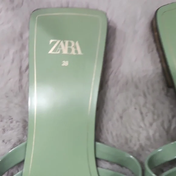 Zara Green Woven Sandals Size 8 - Picture 5 of 8